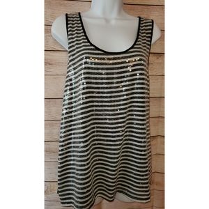 NY&C Black & White Stripe Sequin Tank Top